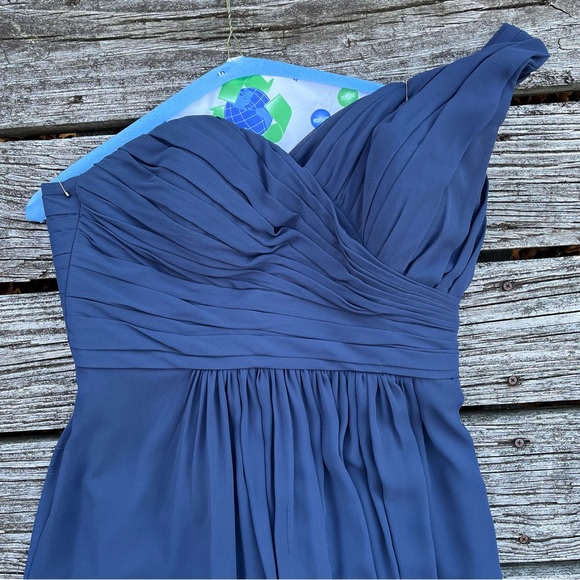 BILL LEVKOFF | One Shoulder Navy Bridesmaid’s Gown - Picture 3 of 9